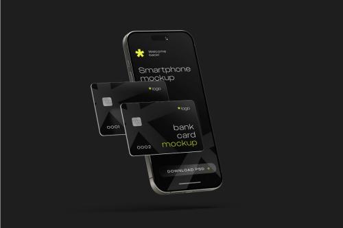 Credit Card with Smartphone Mockup Set