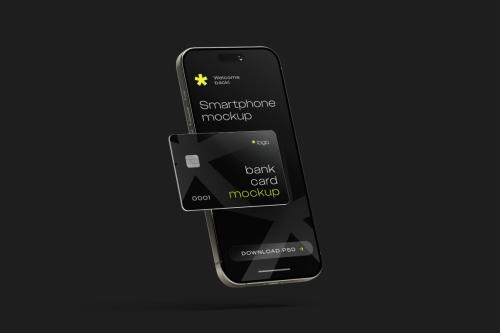 Credit Card with Smartphone Mockup Set