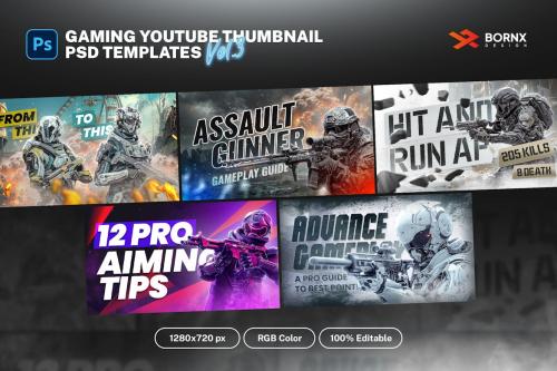 Gaming Youtube Thumbnail Templates vol 3