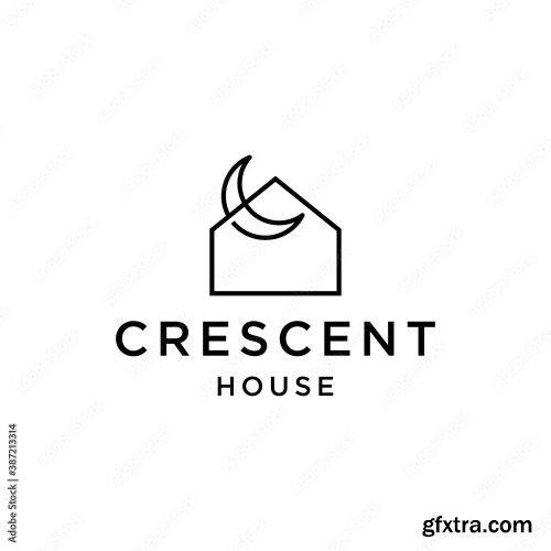 House With Crescent Moon Logo 4xAI