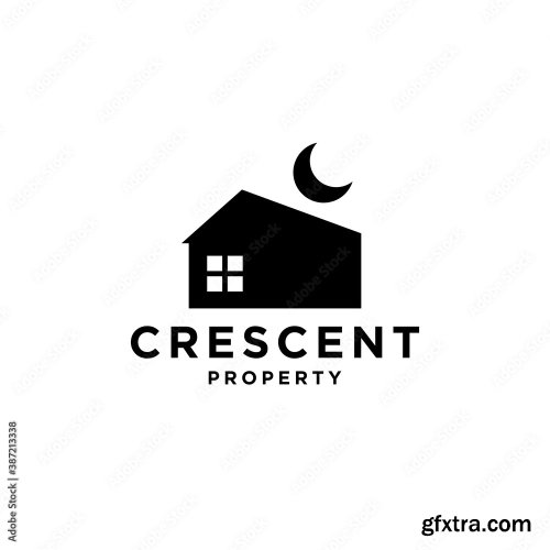 House With Crescent Moon Logo 4xAI