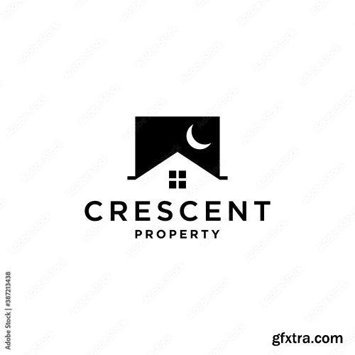 House With Crescent Moon Logo 4xAI