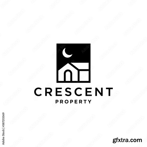 House With Crescent Moon Logo 4xAI