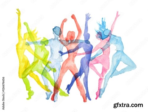 Watercolor Dance Set On White Background Dance Poses Healthy Lifestyle Getting Energy 6xJPEG