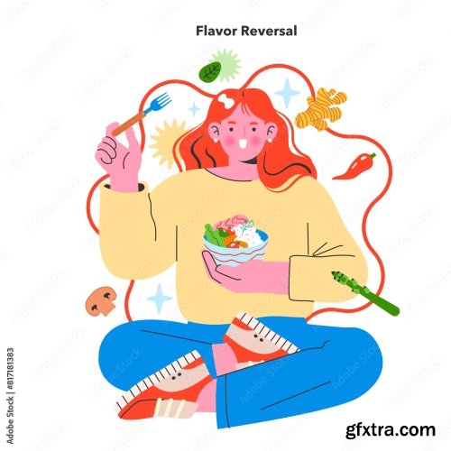 Flavor Reversal Flat Vector Illustration 18xAI