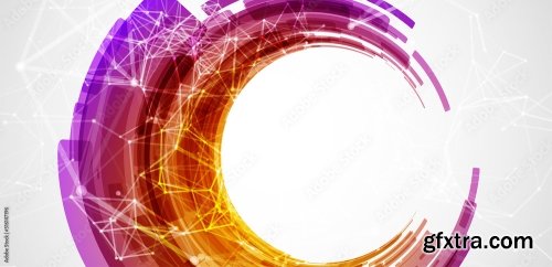 Abstract Background Technological Colored Circles With Plexus Effects 12xAI