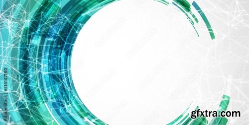 Abstract Background Technological Colored Circles With Plexus Effects 12xAI