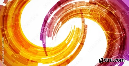 Abstract Background Technological Colored Circles With Plexus Effects 12xAI