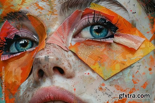 Collage Of Portrait Painting Facial Closeup Eye 1 9xJPEG