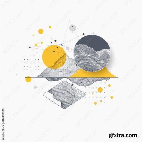 Modern Science Or Technology Art Elements Surface Illustration 1 10xAI