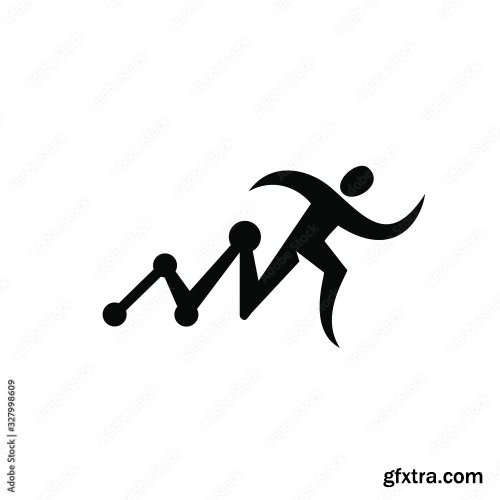 Running Walking Fast Man Vector Illustration 11xAI