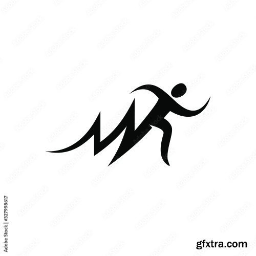 Running Walking Fast Man Vector Illustration 11xAI