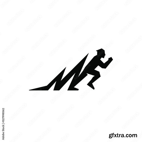 Running Walking Fast Man Vector Illustration 11xAI