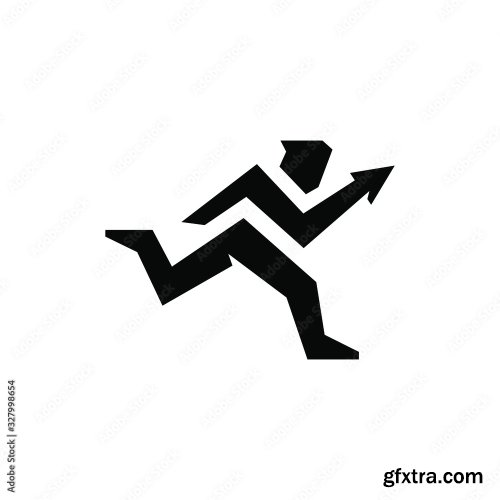 Running Walking Fast Man Vector Illustration 11xAI