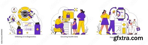 Tech Assisted Health Flat Vector Illustration 16xAI