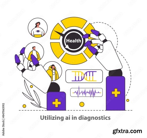 Tech Assisted Health Flat Vector Illustration 16xAI