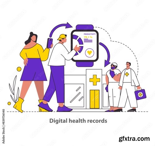 Tech Assisted Health Flat Vector Illustration 16xAI