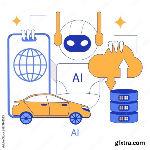 Hyperconnectivity Flat Vector Illustration 14xAI