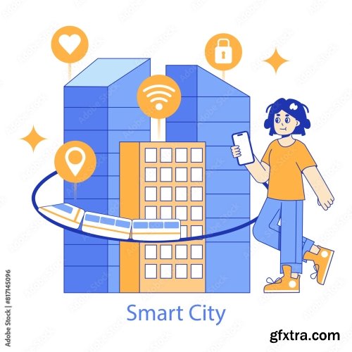 Hyperconnectivity Flat Vector Illustration 14xAI