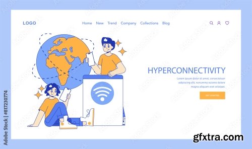 Hyperconnectivity Flat Vector Illustration 14xAI