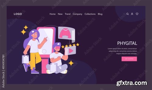 Phygital Flat Vector Illustration 15xAI