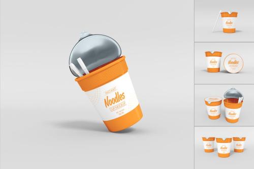 Plastic Noodles Cup Branding Mockup Set