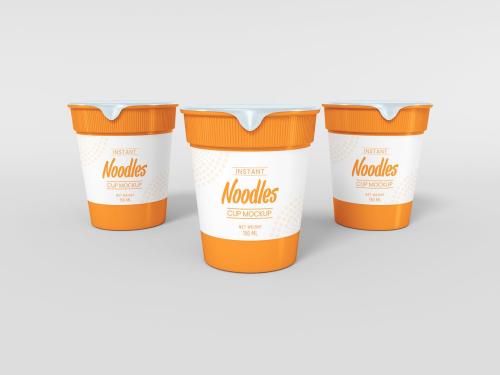 Plastic Noodles Cup Branding Mockup Set