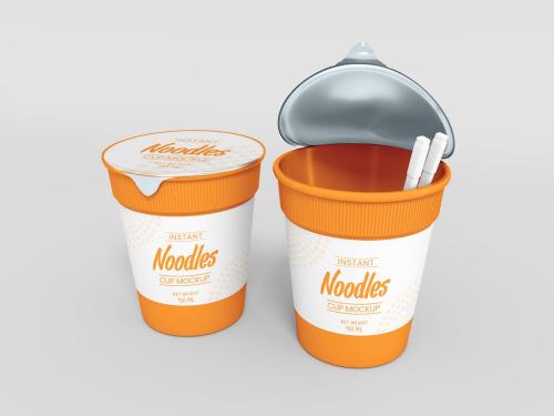 Plastic Noodles Cup Branding Mockup Set