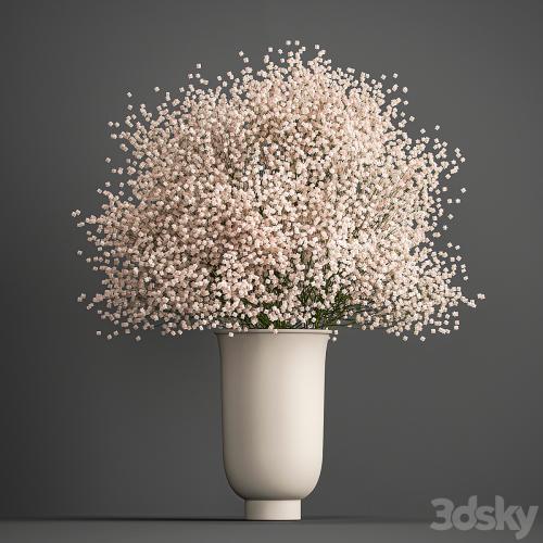 Bouquet of white flowers in a vase with Gypsophila, Gibsolyubka, Kachim. 201.