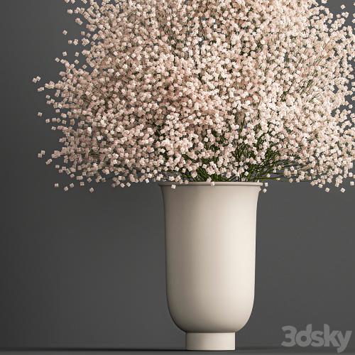 Bouquet of white flowers in a vase with Gypsophila, Gibsolyubka, Kachim. 201.