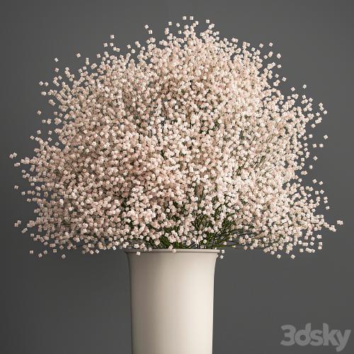 Bouquet of white flowers in a vase with Gypsophila, Gibsolyubka, Kachim. 201.