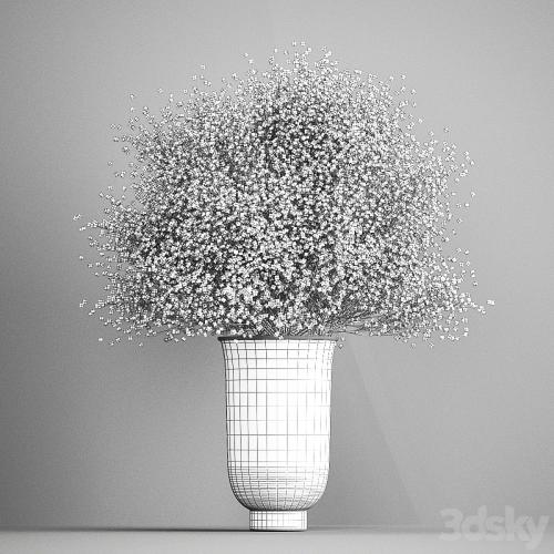 Bouquet of white flowers in a vase with Gypsophila, Gibsolyubka, Kachim. 201.