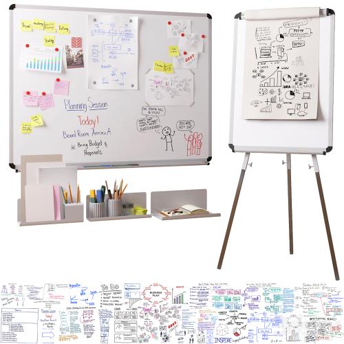 Magnetic whiteboard, Flipchart, set for creating drawings with a marker