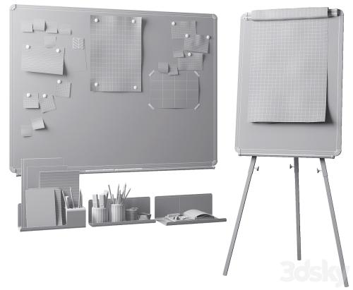 Magnetic whiteboard, Flipchart, set for creating drawings with a marker