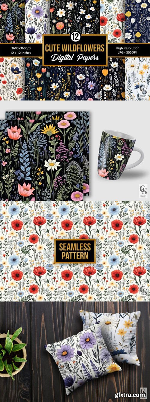 Wildflowers Seamless Patterns