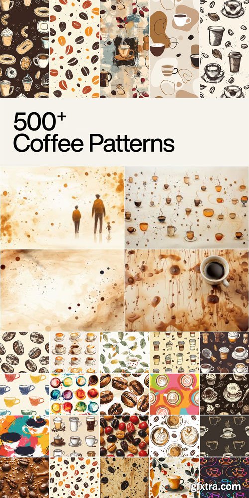 520+ Coffee Patterns & Coffee Stains Pack