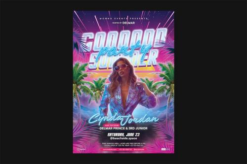 Synthwave Summer Party Flyer