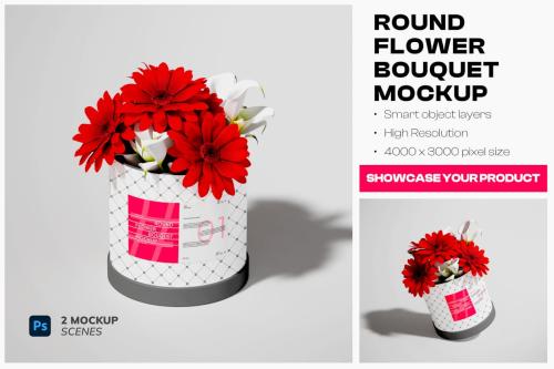 Round Flower Bouquet Mockup