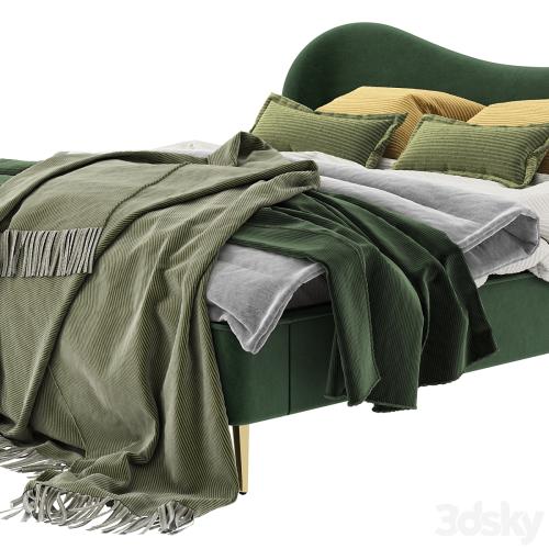 Made Kooper King Size Bed, Laurel Green Velvet