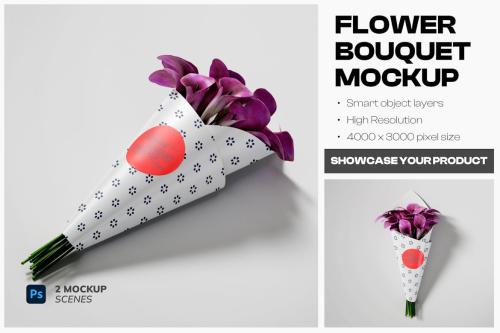 Paper Flower Bouquet Mockup