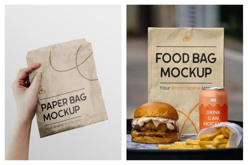 Paper Food Bag Mockups - Packaging vol.1