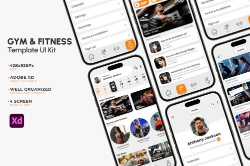 Gym &amp; Fitness Mobile App UI Template