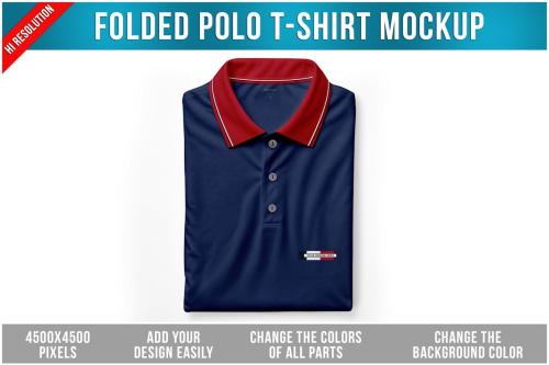 Folded Polo T-Shirt Mockup