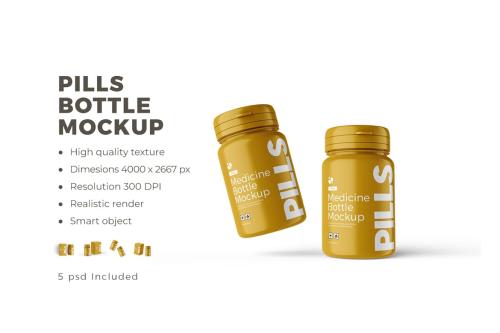 Medicine Pills Bottle PSD Mockup