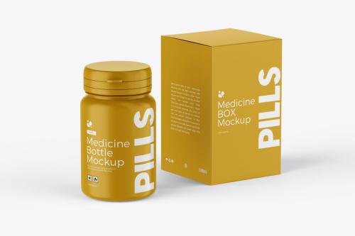 Medicine Pills Bottle PSD Mockup