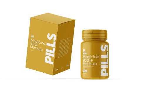 Medicine Pills Bottle PSD Mockup