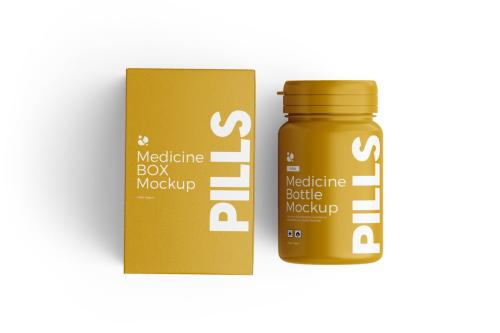 Medicine Pills Bottle PSD Mockup