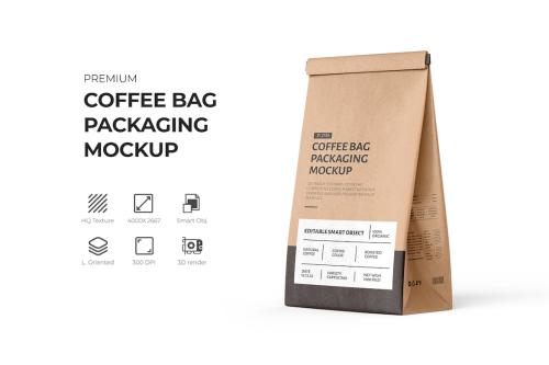 Coffee Packaging Pouch Bag PSD Mockup