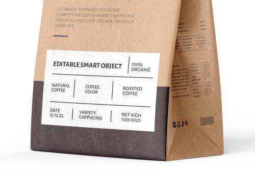 Coffee Packaging Pouch Bag PSD Mockup