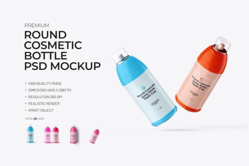 Cosmetic Plastic Spray Bottle PSD Mockup